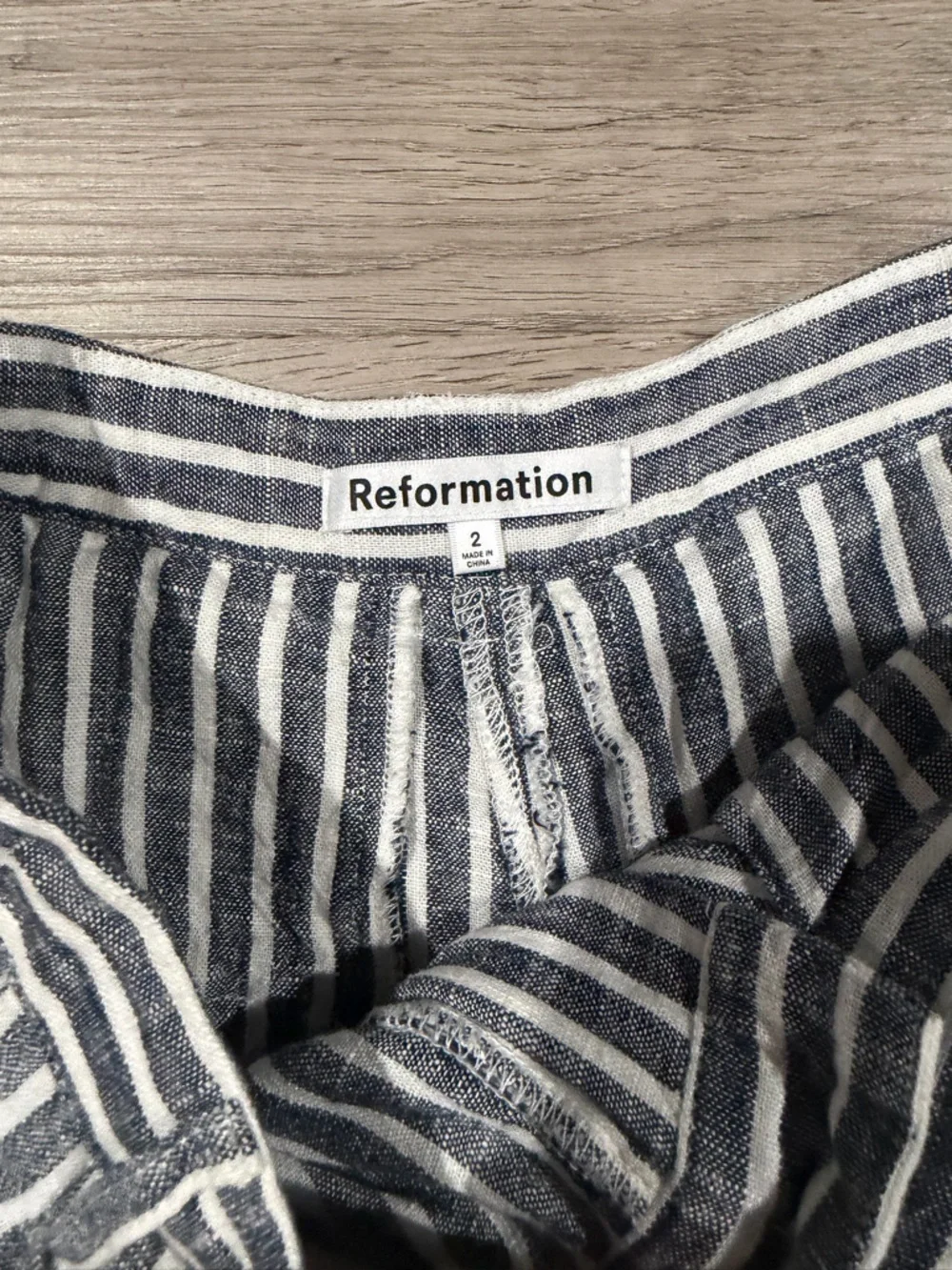 Reformation Mason Striped Wide-Leg Linen Pants